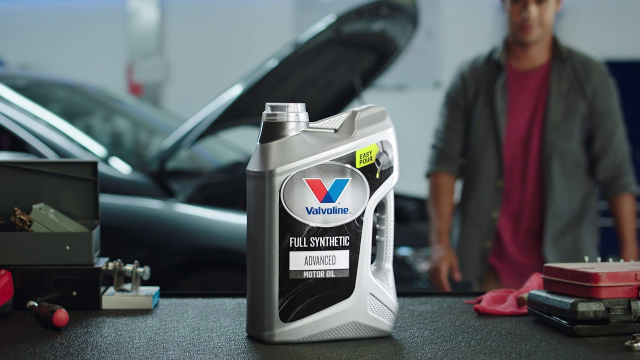 Valvoline Full Synthetic Motor Oil Introducing Valvoline Full Synthetic in the new Easy Pour bottle. It’s repositioned handle, easy pull tab and spout, and anti-glug tube make delivering the ultimate protection your vehicle needs as smooth as can be.