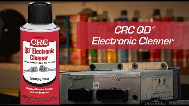 CRC QD® Electronic Cleaner Instructional Video Debris, dust, flux, oil, grease and corrosion build up on electrical contacts and can lead to contact failure and malfunction.  The problems show up as electrical contacts sticking or welding, overheating of contacts, shorting, excess current or voltage, and overall poor performance.  QD Electronic Cleaner from CRC Industries is a precision cleaner for your sensitive electronic equipment and parts like circuits and computer components and it improves the electrical connections in your vehicle.  It’s plastic safe, dries quickly and leaves no residue.