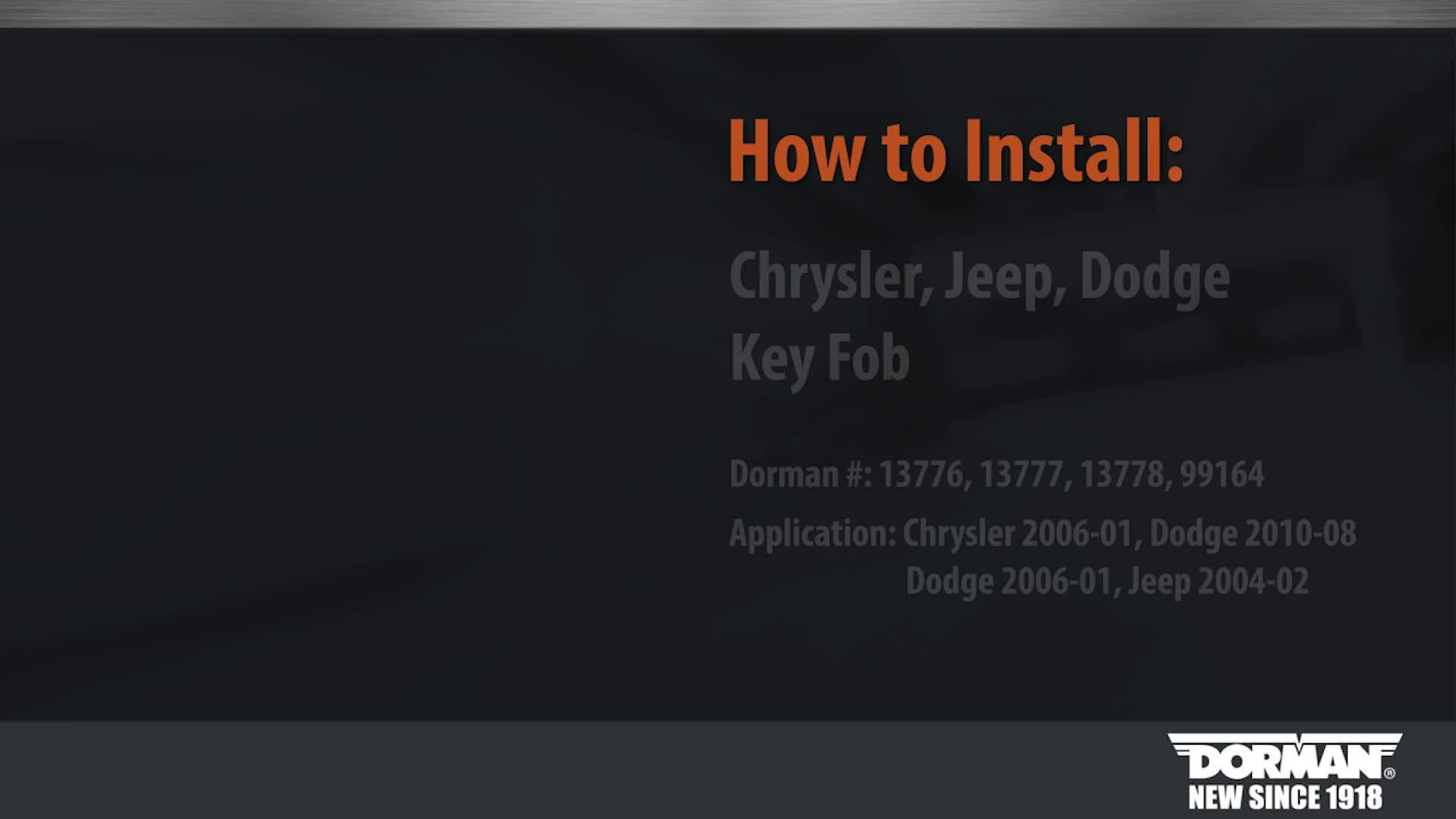 Chrysler, Jeep and Dodge Key Fob Programming by Dorman Products