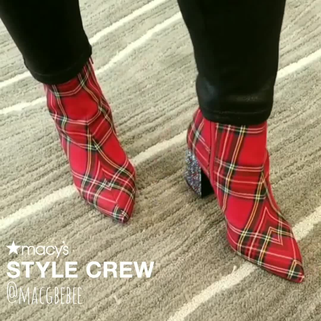 red plaid booties