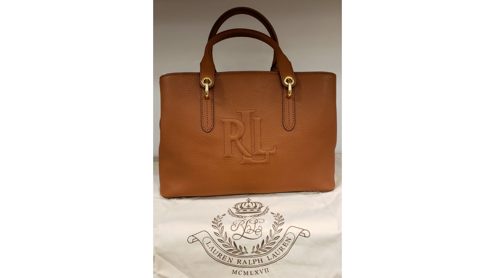 ralph lauren pebbled leather medium satchel
