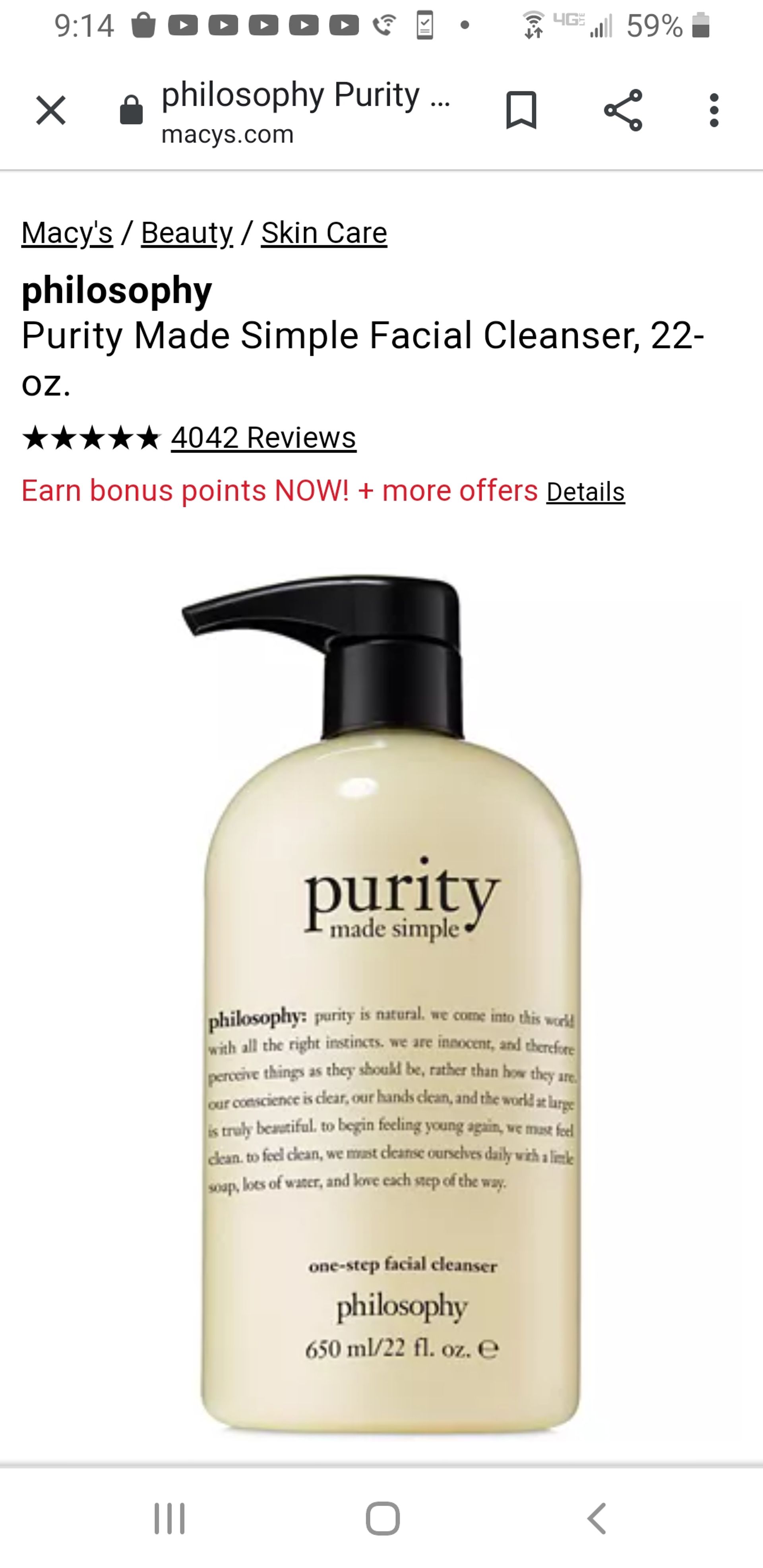 Philosophy Purity Made Simple Facial Cleanser Macys Style Crew