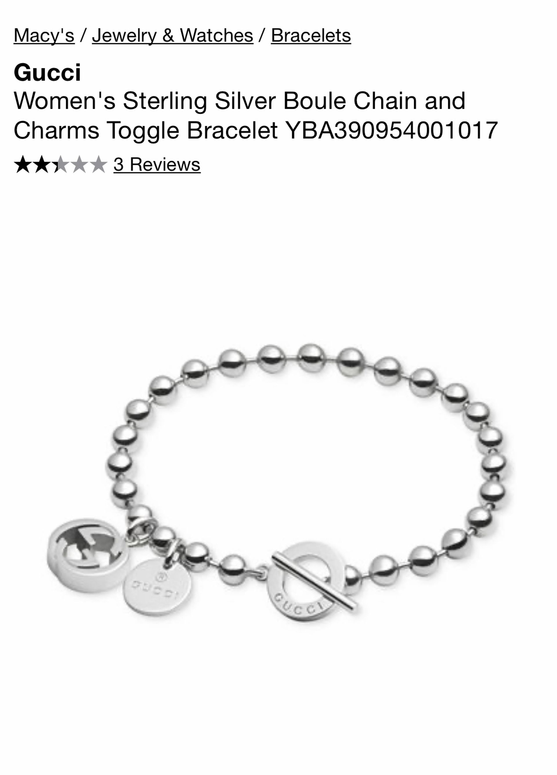 gucci boule sterling silver bracelet