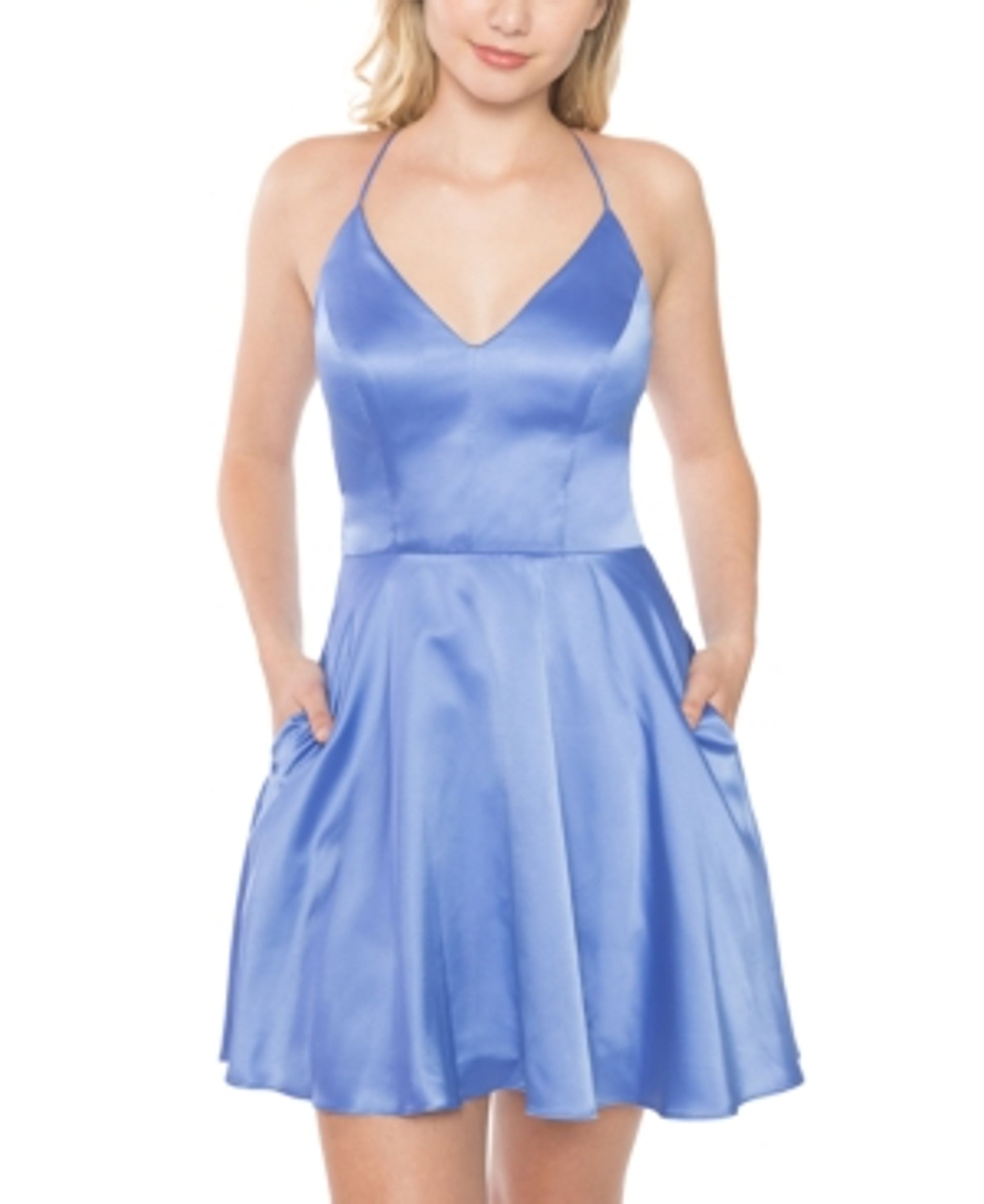 blue satin skater dress