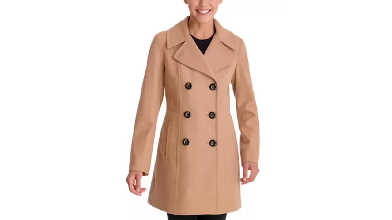 anne klein double breasted peacoat camel