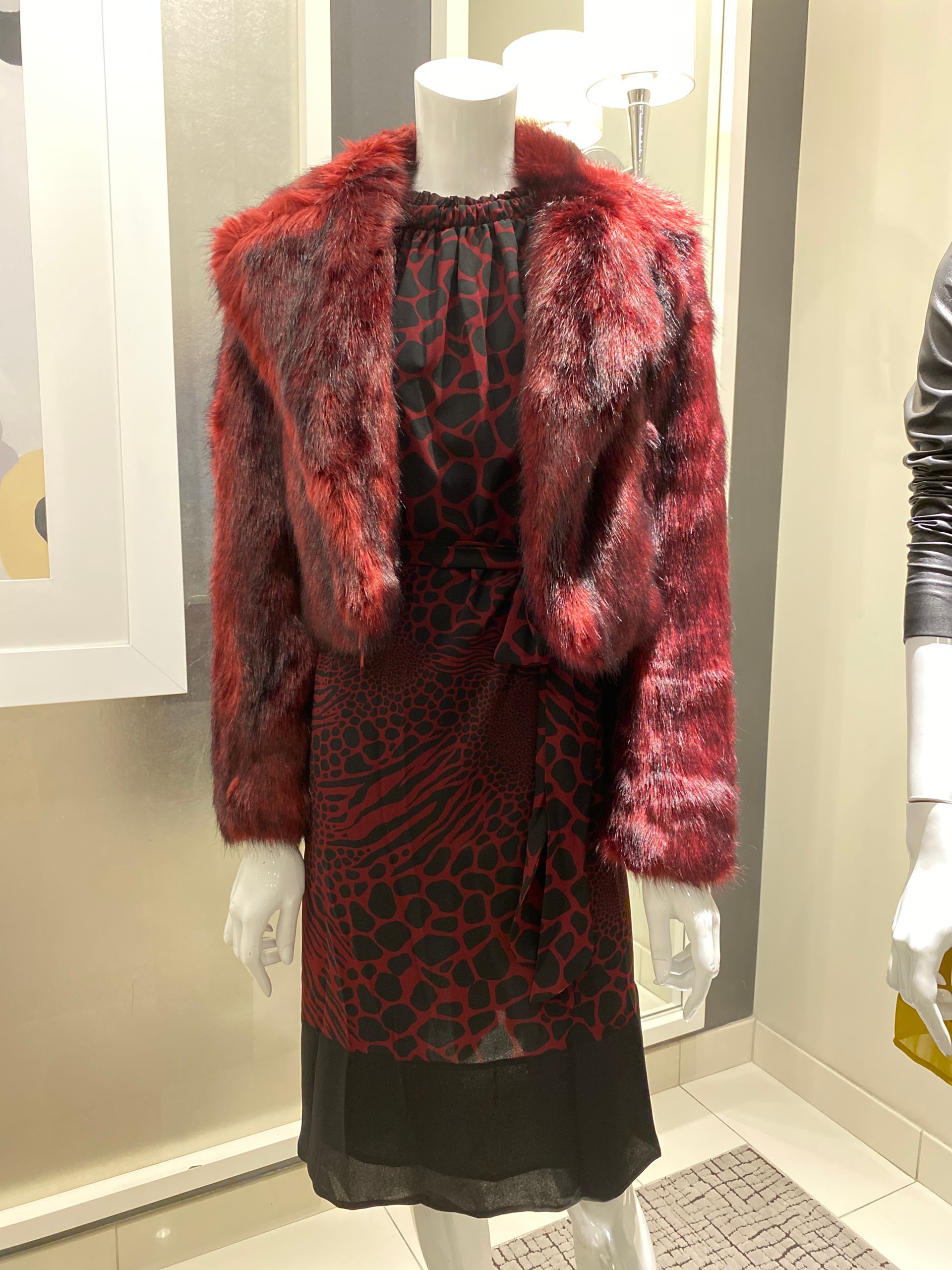 fur jacket over dress