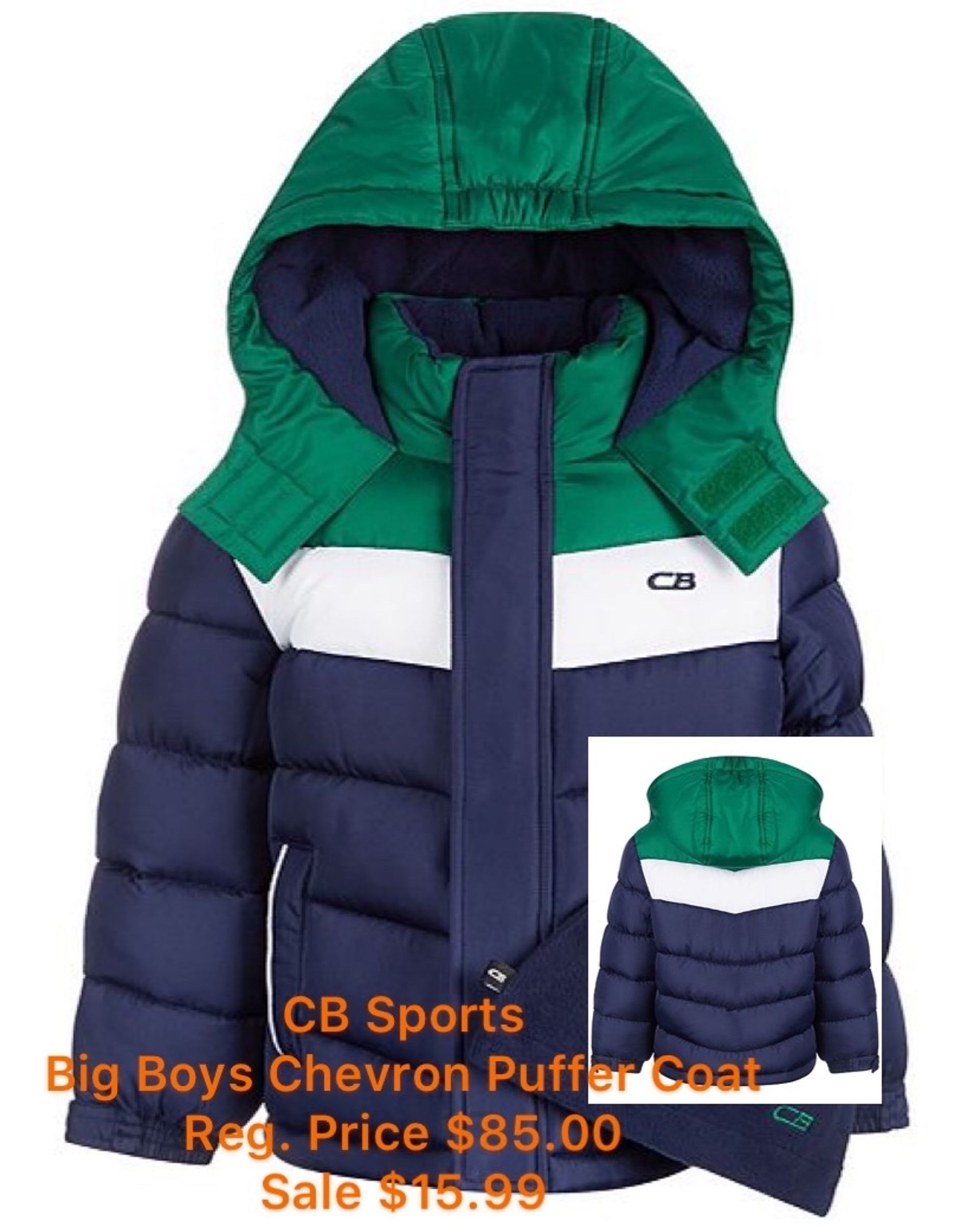 CB Sports Big Boys Chevron Puffer Coat Macys Style Crew
