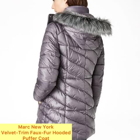 marc new york marble packable hooded puffer coat