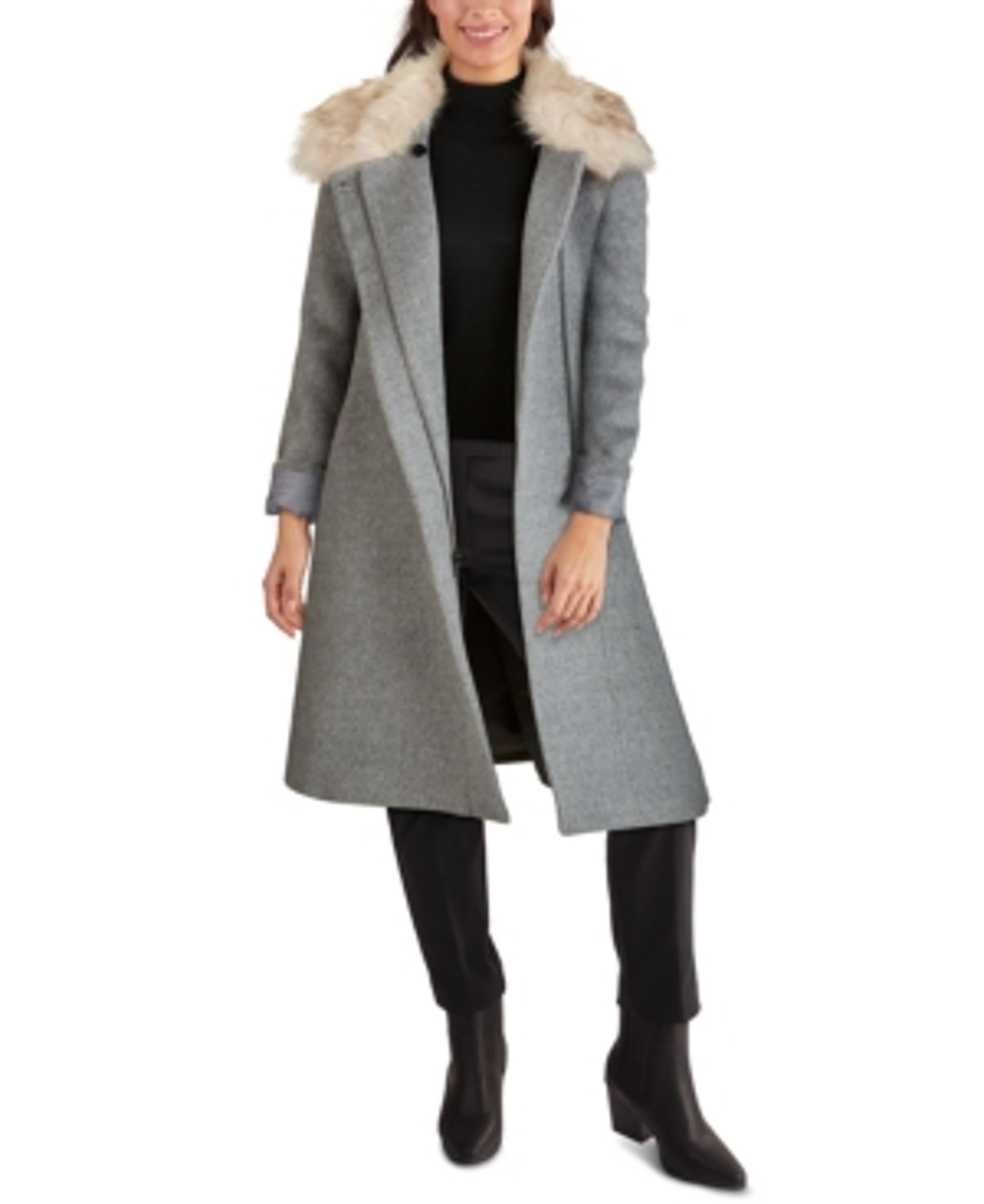 macys cole haan wrap coat