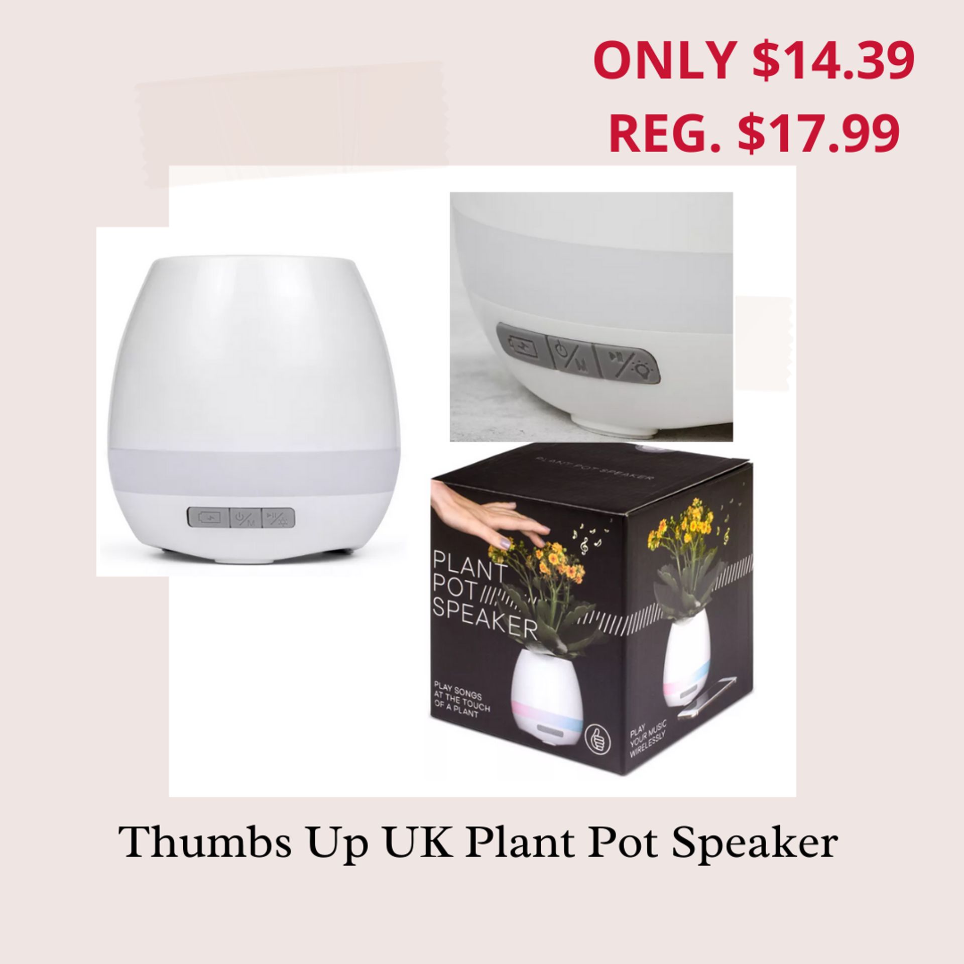 thumbs up plant pot speaker