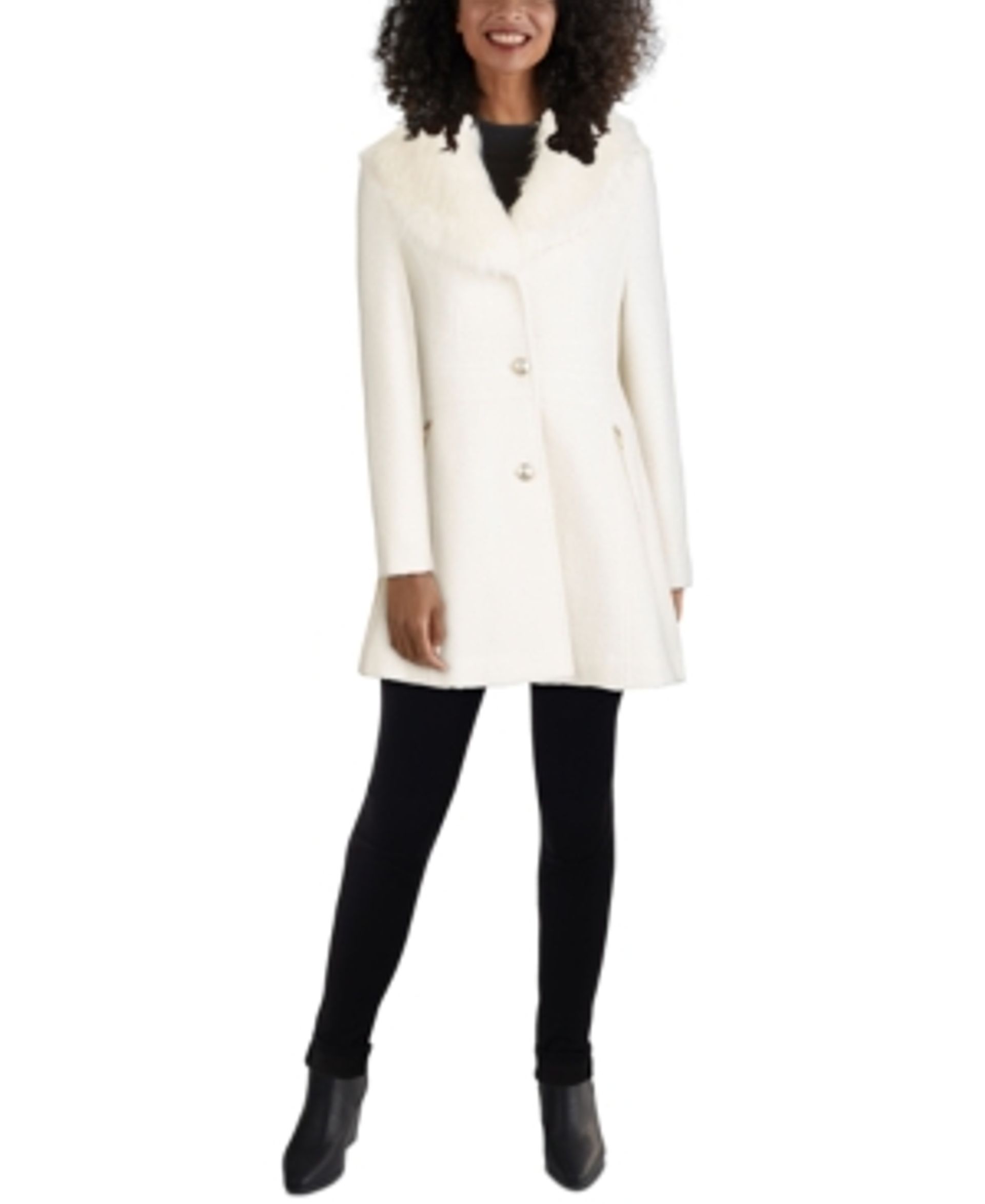 guess faux fur skirted coat