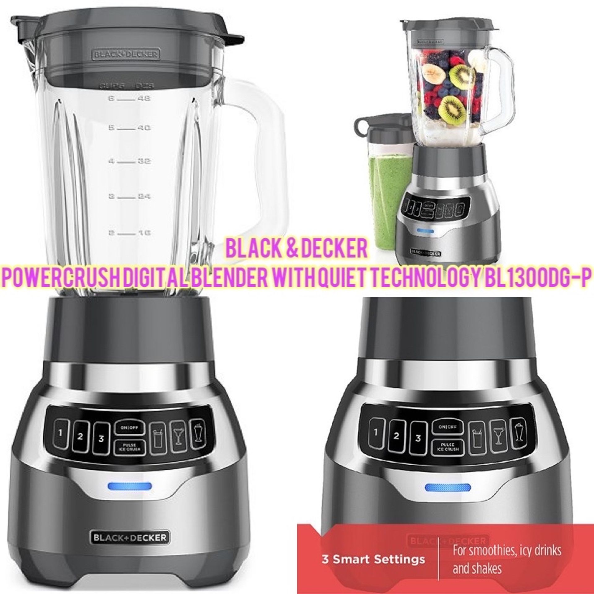 Black Decker Powercrush Digital Blender With Quiet Technology Bl1300dg P Macys Style Crew
