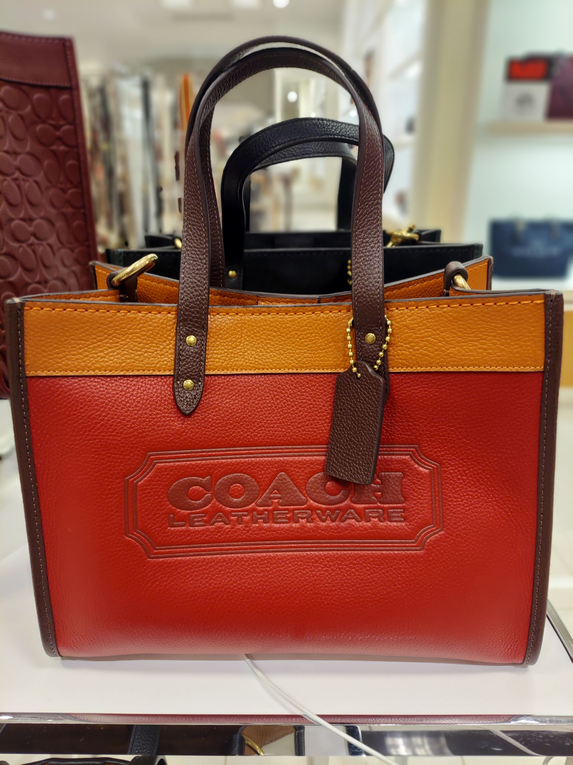 coach field tote 30 in colorblock with coach badge