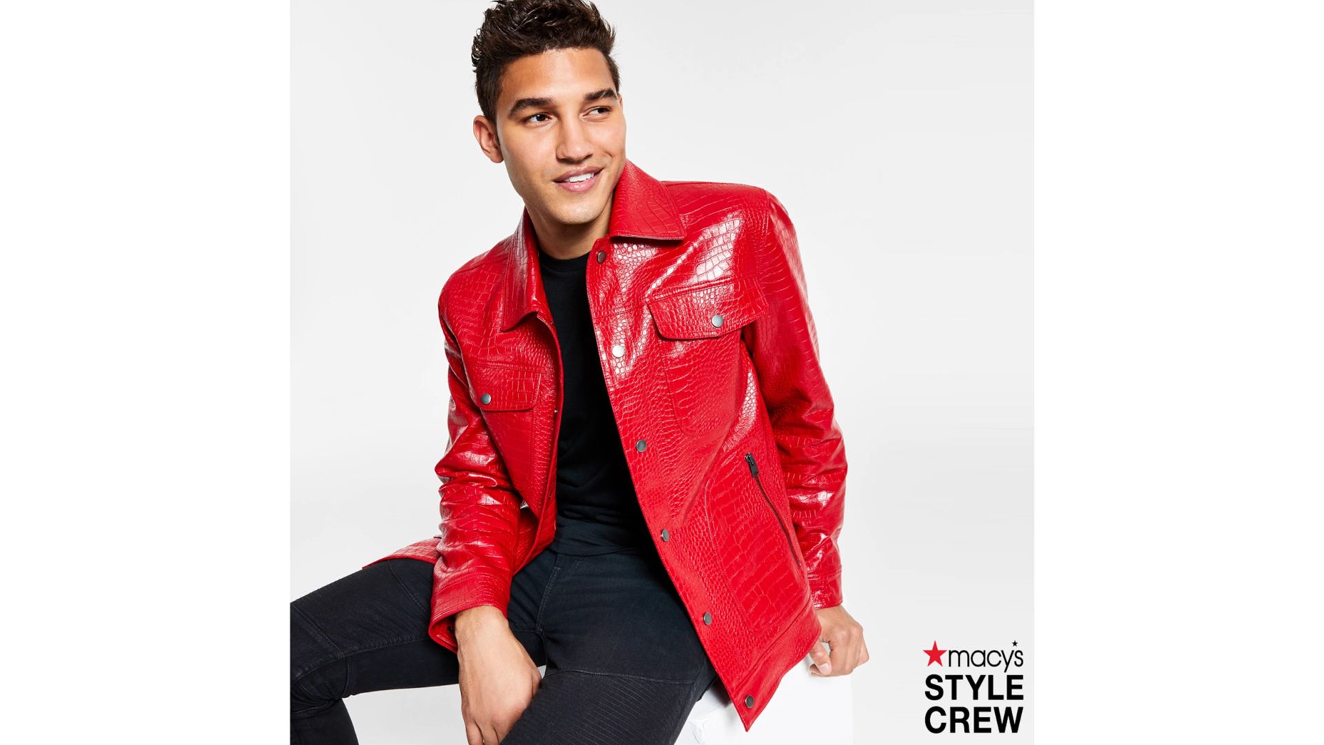 red leather jacket macys