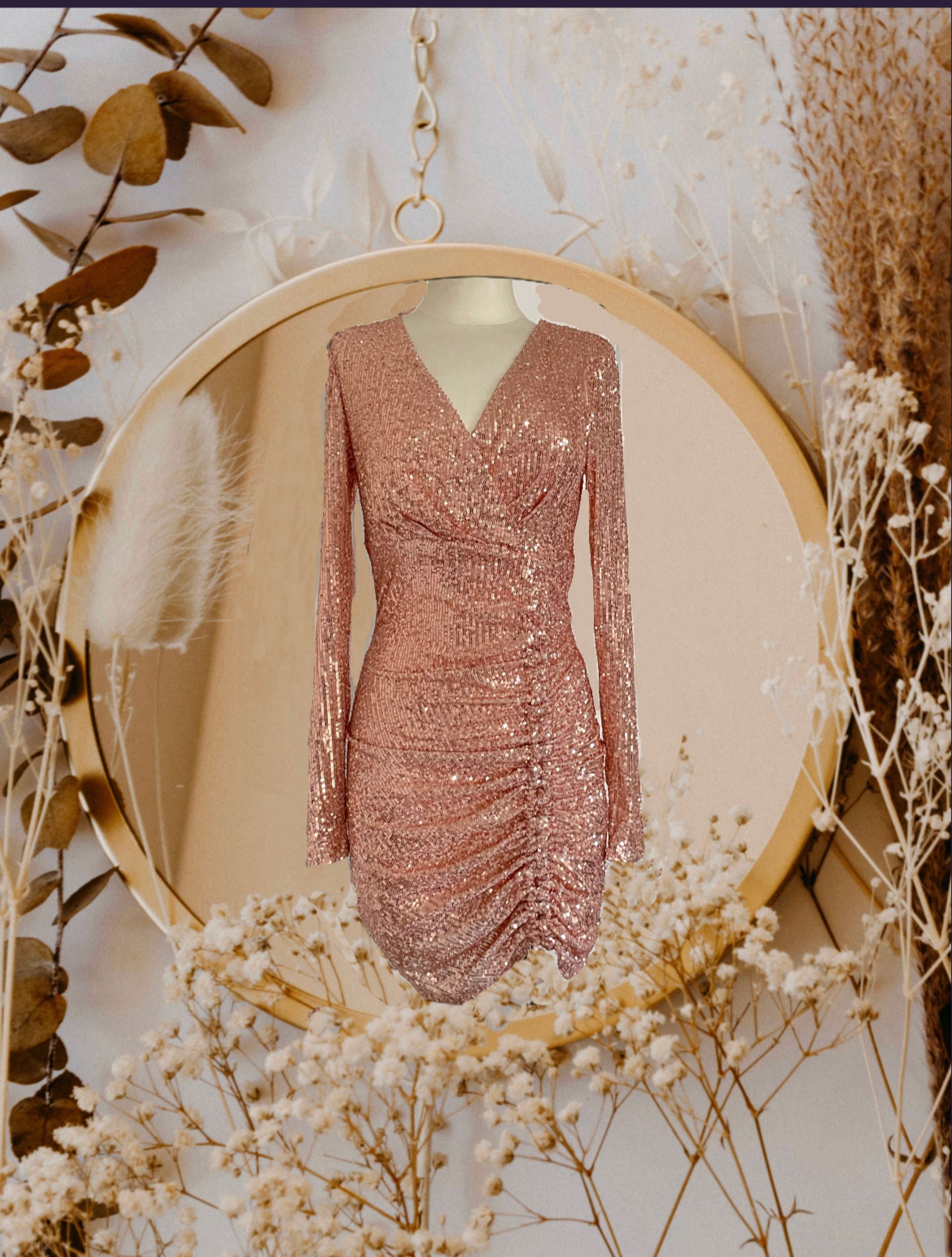 macy's pink sequin dress