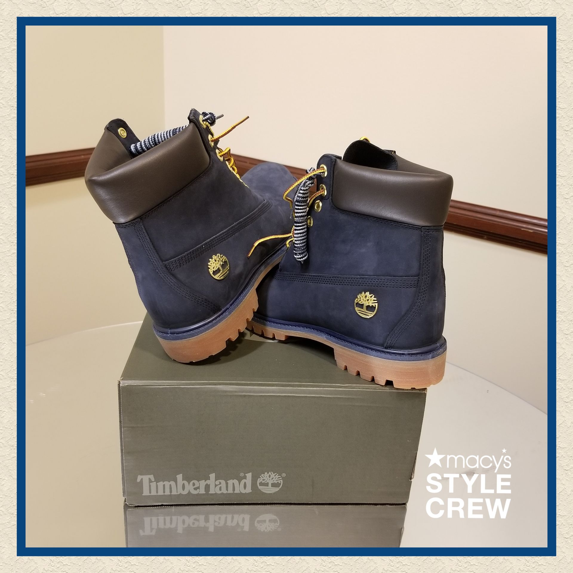 macys navy blue boots