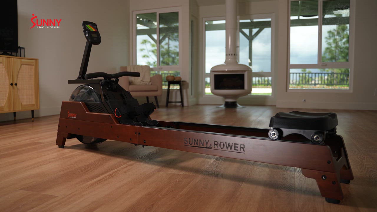 Sunny Health & Fitness Vertical Hydro Wooden Water Rowing Machine - view number 2