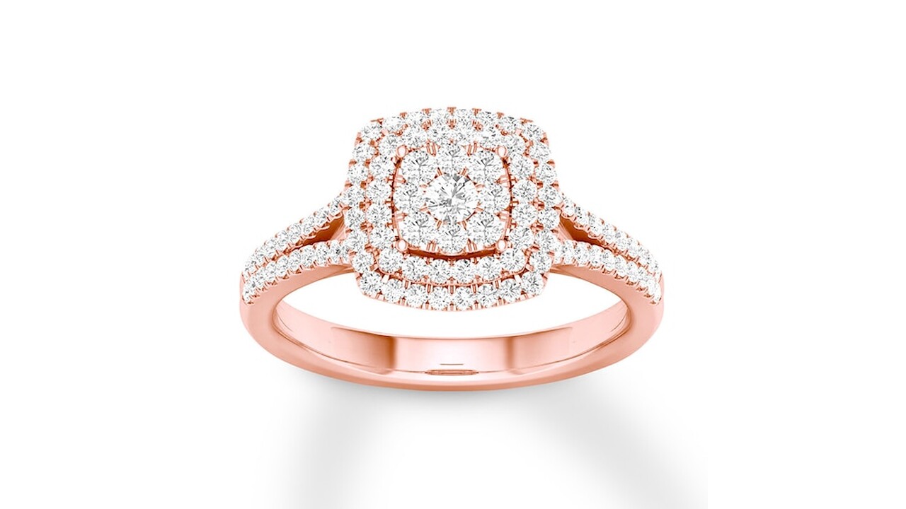 Creatable Rose gold princess cuts Kay Jewelers.