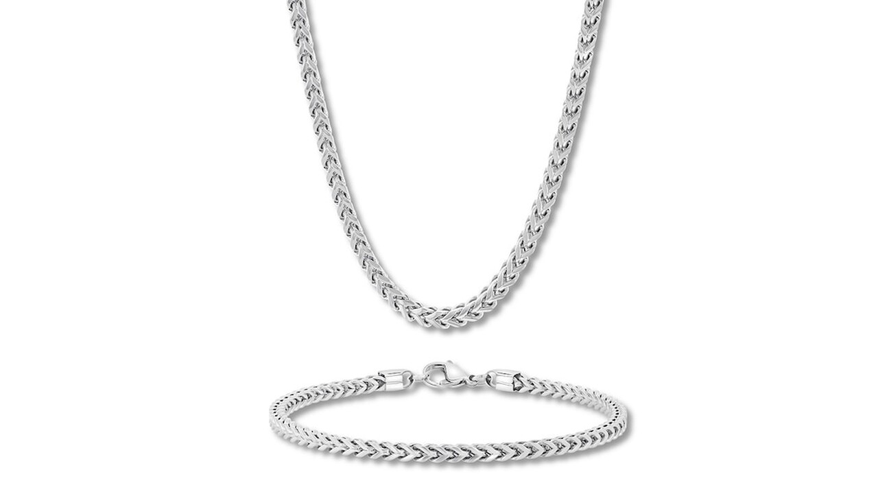 Creatable - Men's Franco Chain Gift Set Stainless Steel - Kay Jewelers.