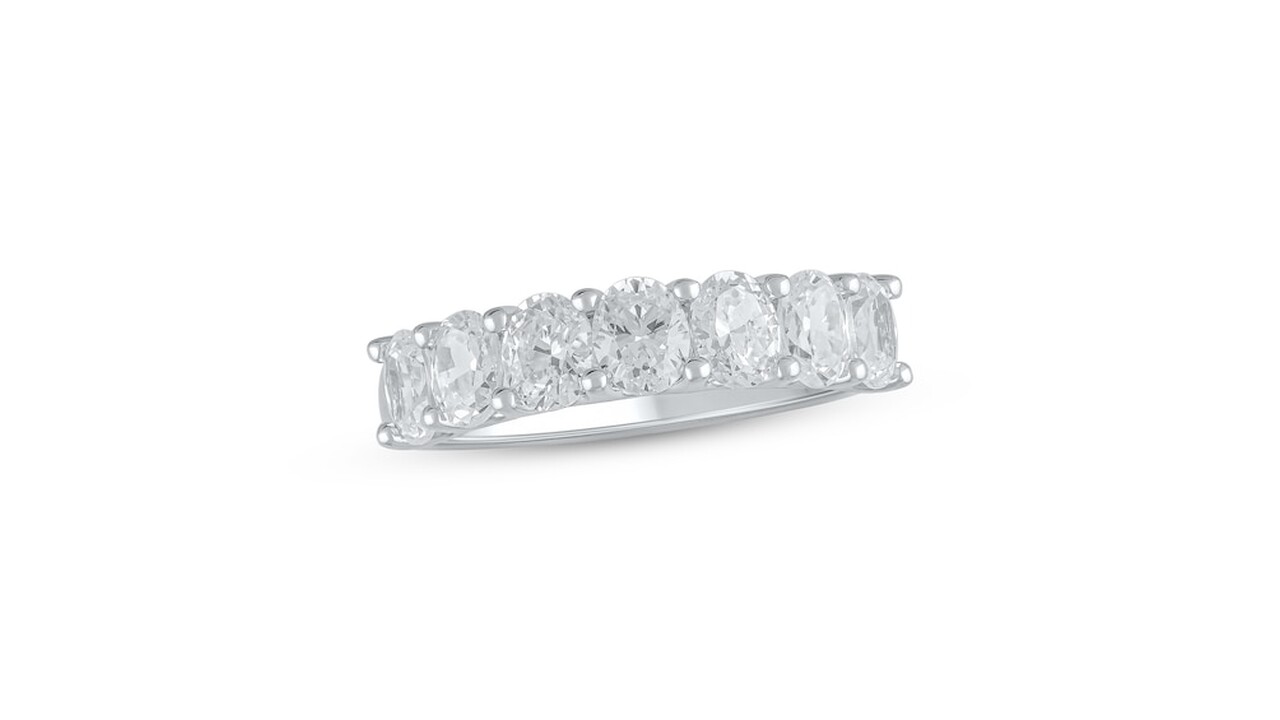 Creatable - Lab-Grown Diamonds Oval-Cut Anniversary Ring 2 ct tw 14K