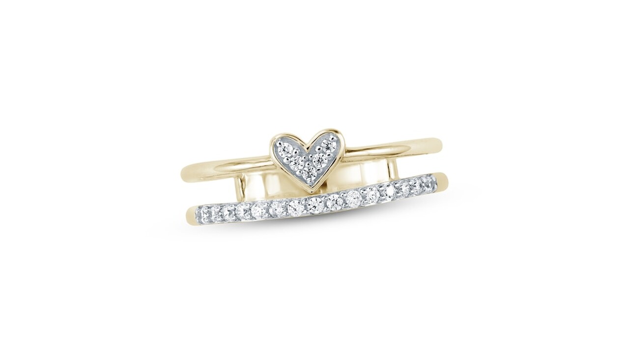Creatable - Diamond Heart Faux-Stack Ring 1/6 ct tw - Kay Jewelers.